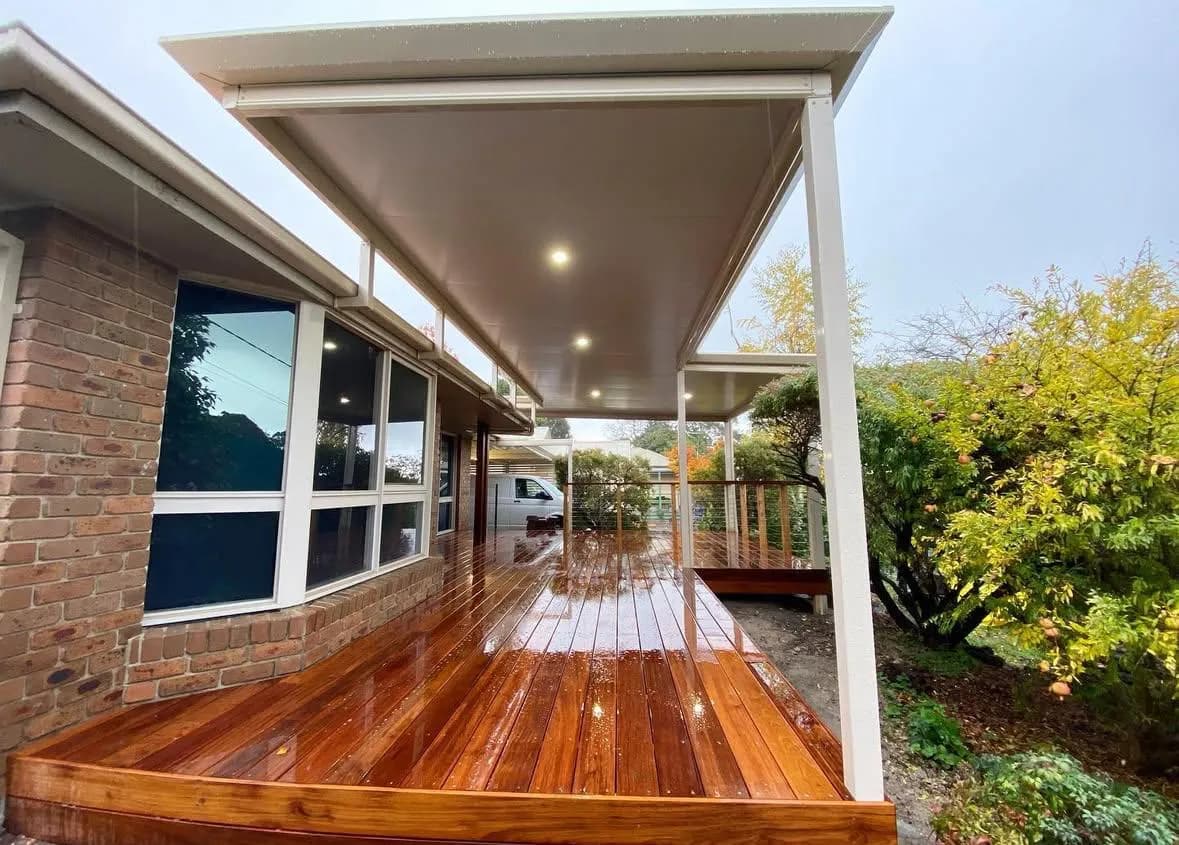 Covered merbau deck verandah