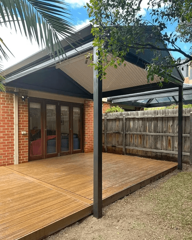 Gable patio with timber deck
